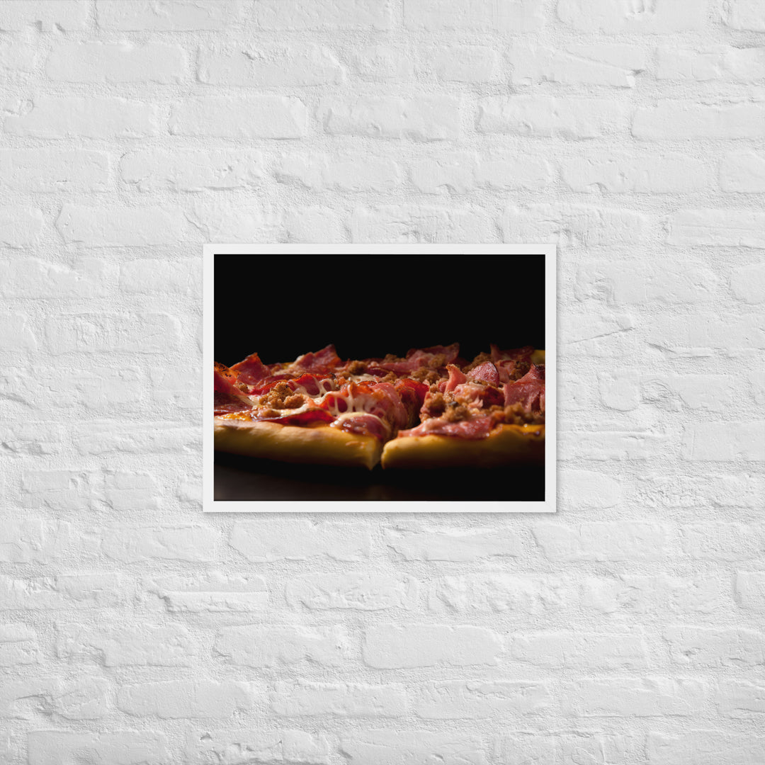 A Loaded Meat Pizza Framed poster 🤤 from Yumify.AI