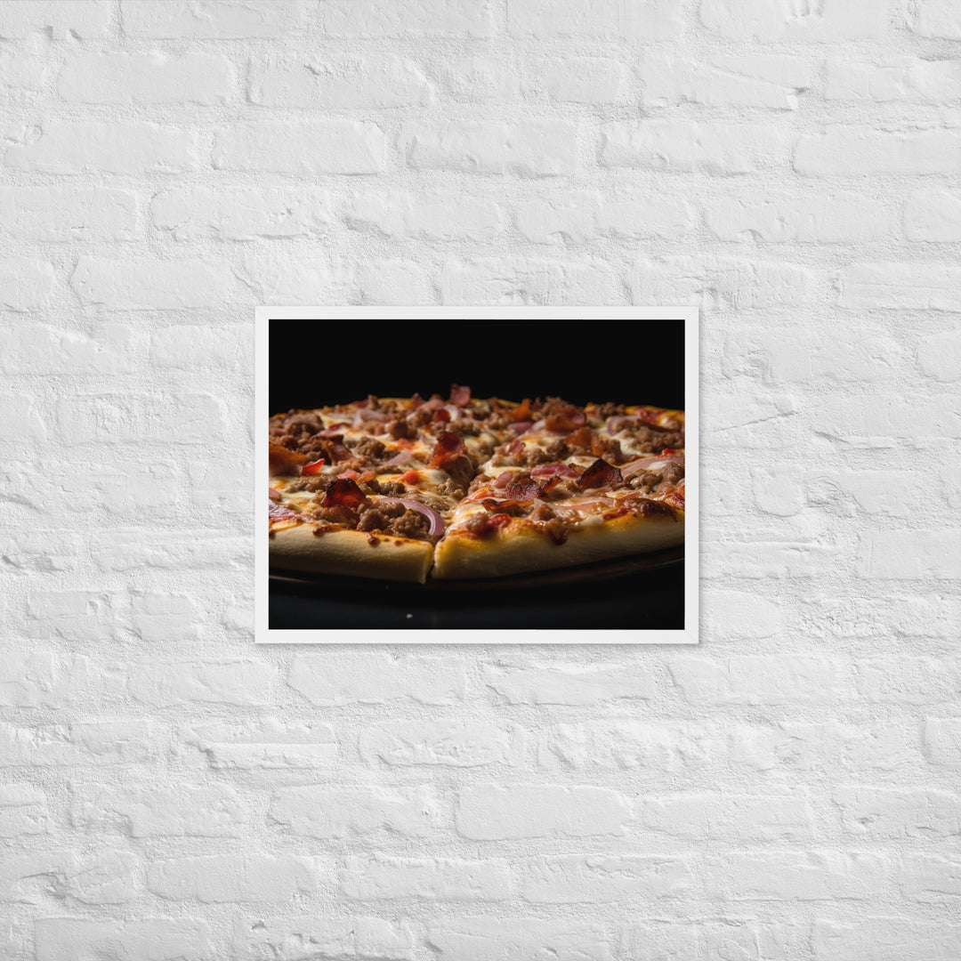 A Loaded Meat Pizza Framed poster 🤤 from Yumify.AI