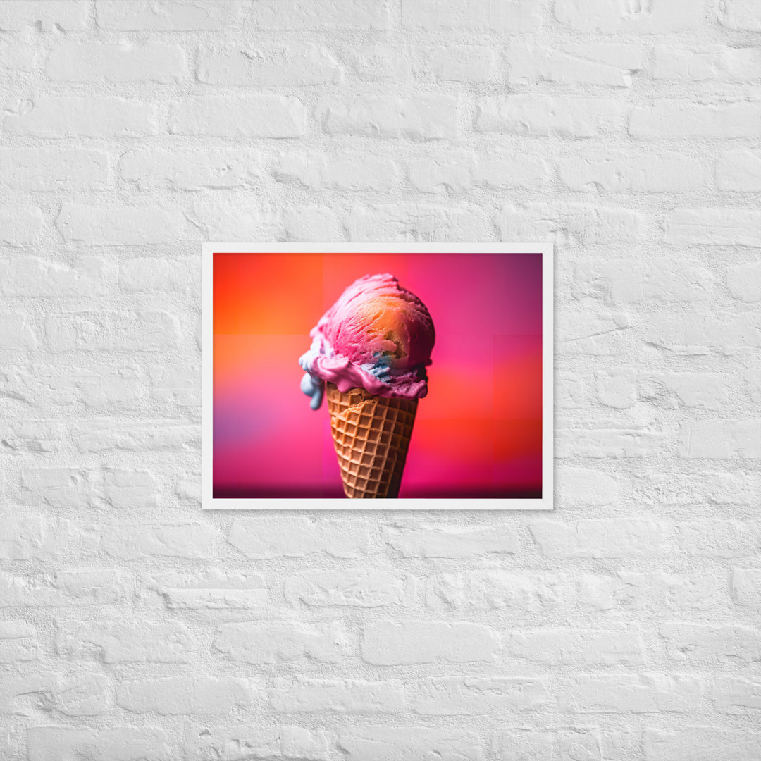 Strawberry Cheesecake Cone Framed poster 🤤 from Yumify.AI