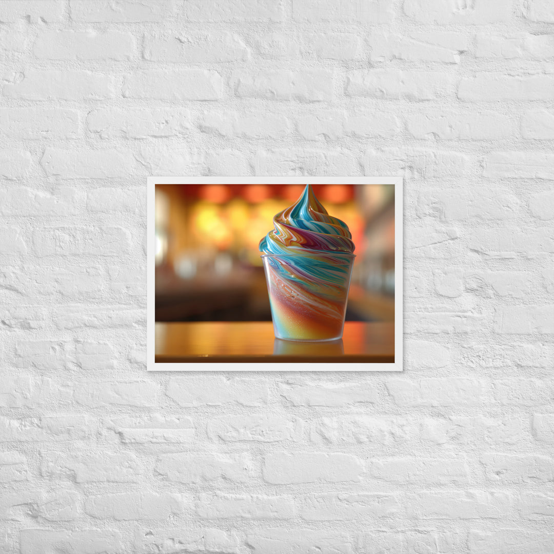 Rainbow Swirl Soft Serve Cup Framed poster 🤤 from Yumify.AI