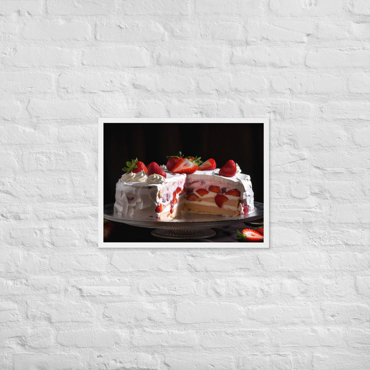 Strawberry Shortcake Ice Cream Cake Framed poster 🤤 from Yumify.AI