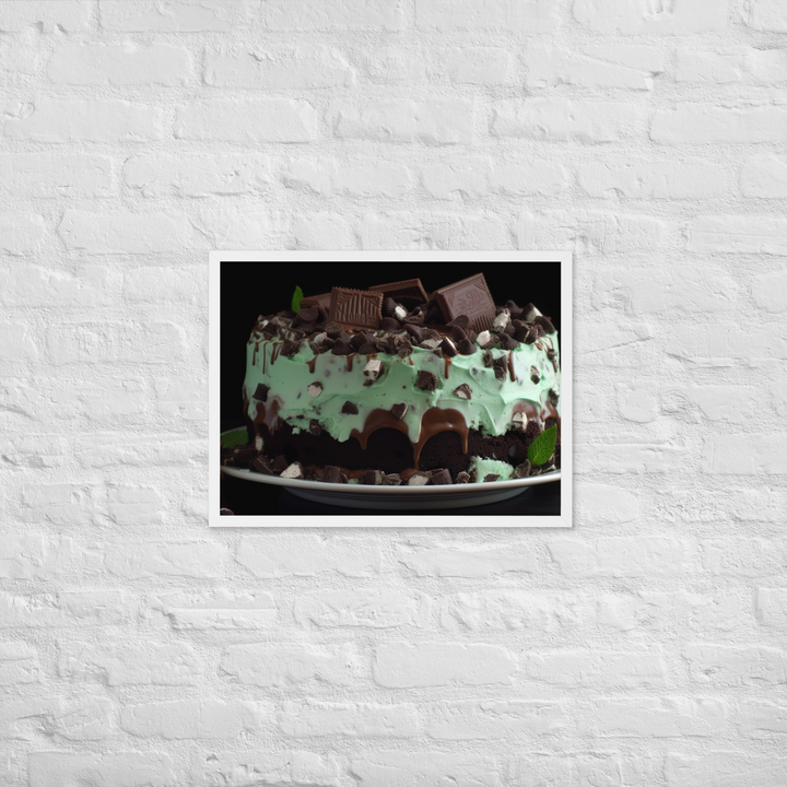 Mint Chocolate Chip Ice Cream Cake Framed poster 🤤 from Yumify.AI