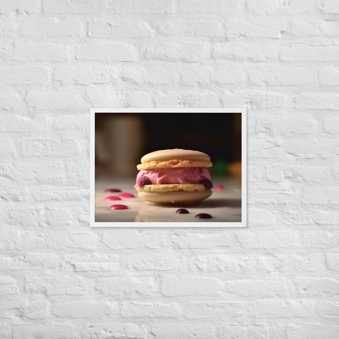 Macaron Ice Cream Sandwich Framed poster 🤤 from Yumify.AI