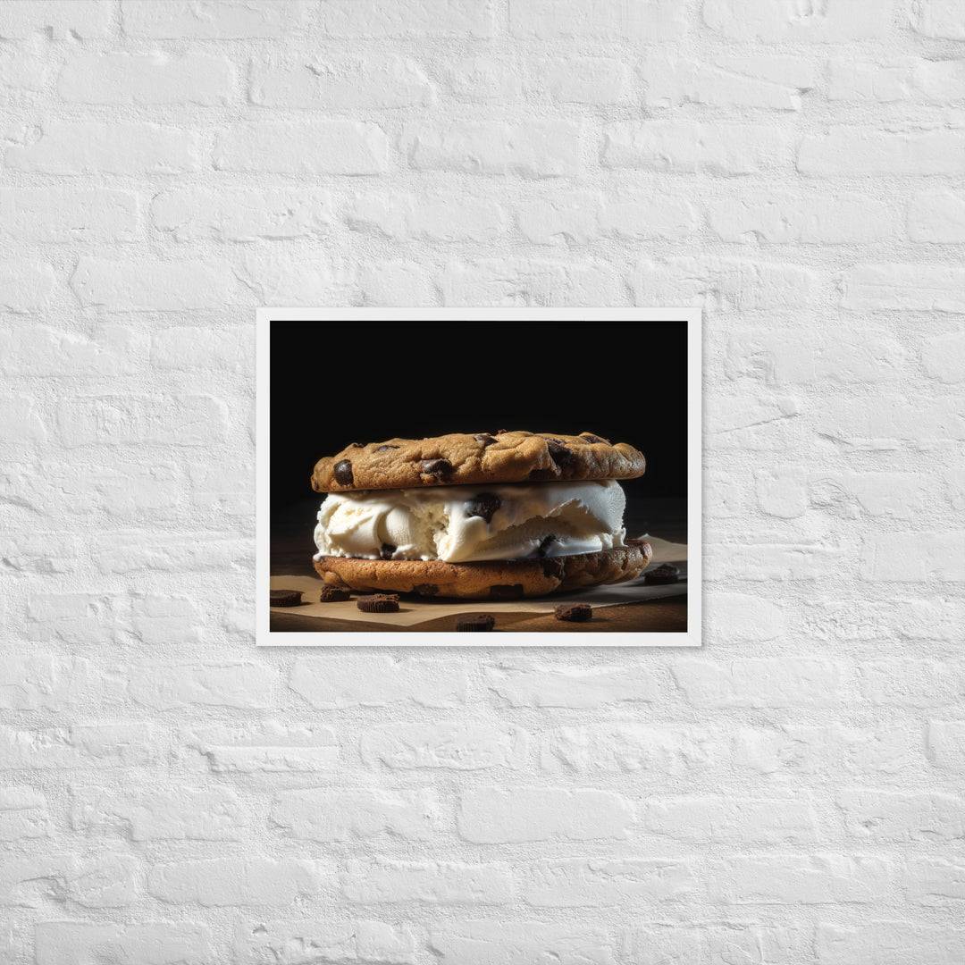 Classic Chocolate Chip Cookie Ice Cream Sandwich Framed poster 🤤 from Yumify.AI