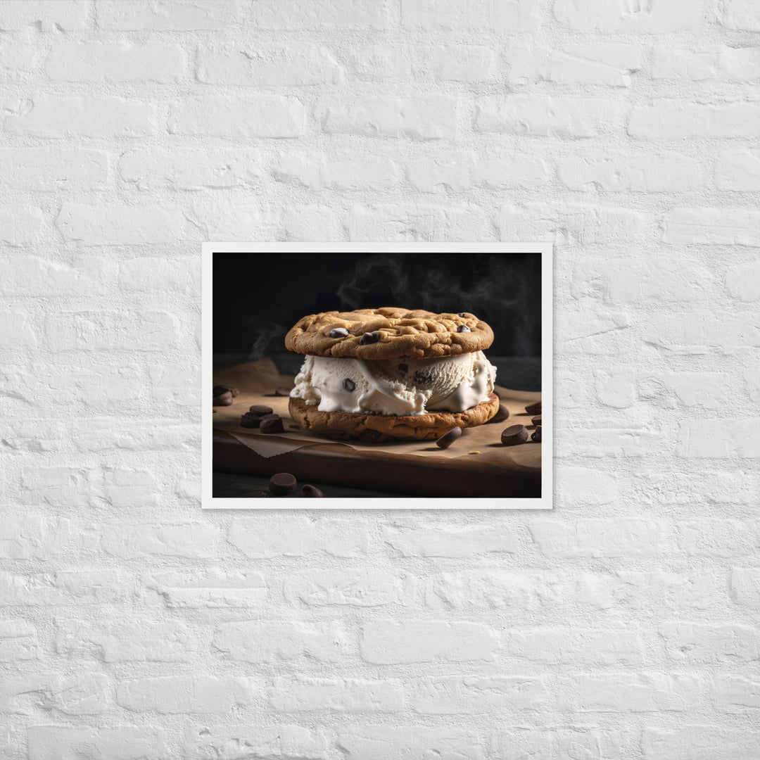 Classic Chocolate Chip Cookie Ice Cream Sandwich Framed poster 🤤 from Yumify.AI