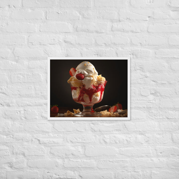 Strawberry Shortcake Sundae Framed poster 🤤 from Yumify.AI