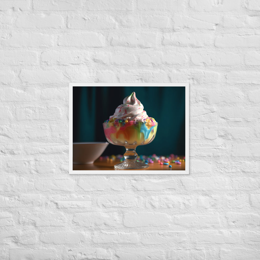 Rainbow Sherbet Sundae Framed poster 🤤 from Yumify.AI