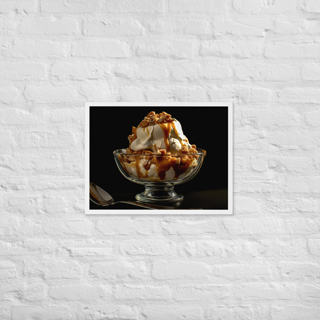 Nutty Caramel Sundae Framed poster 🤤 from Yumify.AI