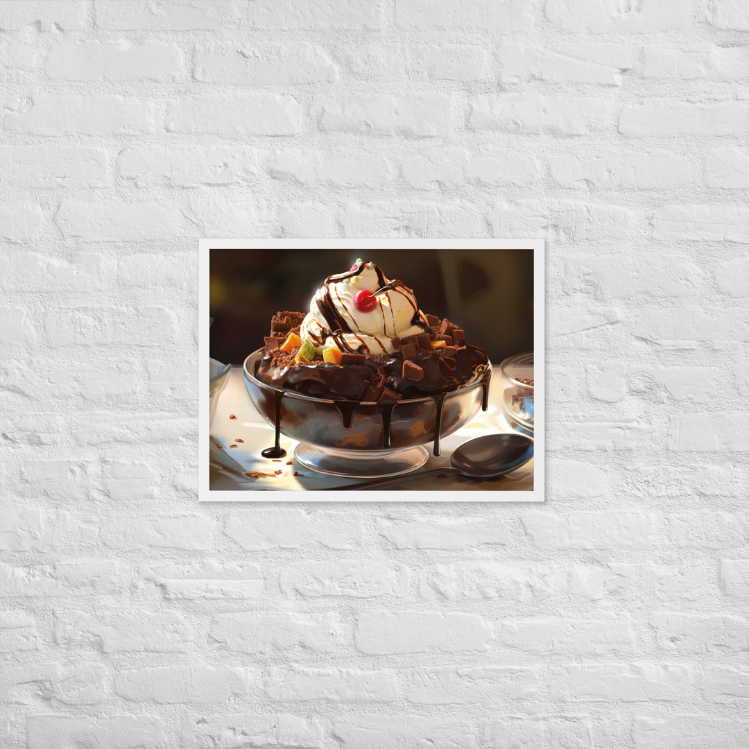 Chocolate Lovers Dream Sundae Framed poster 🤤 from Yumify.AI