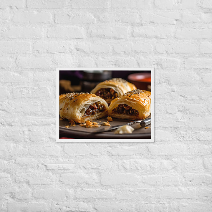 Vegetarian Sausage Roll Framed poster 🤤 from Yumify.AI