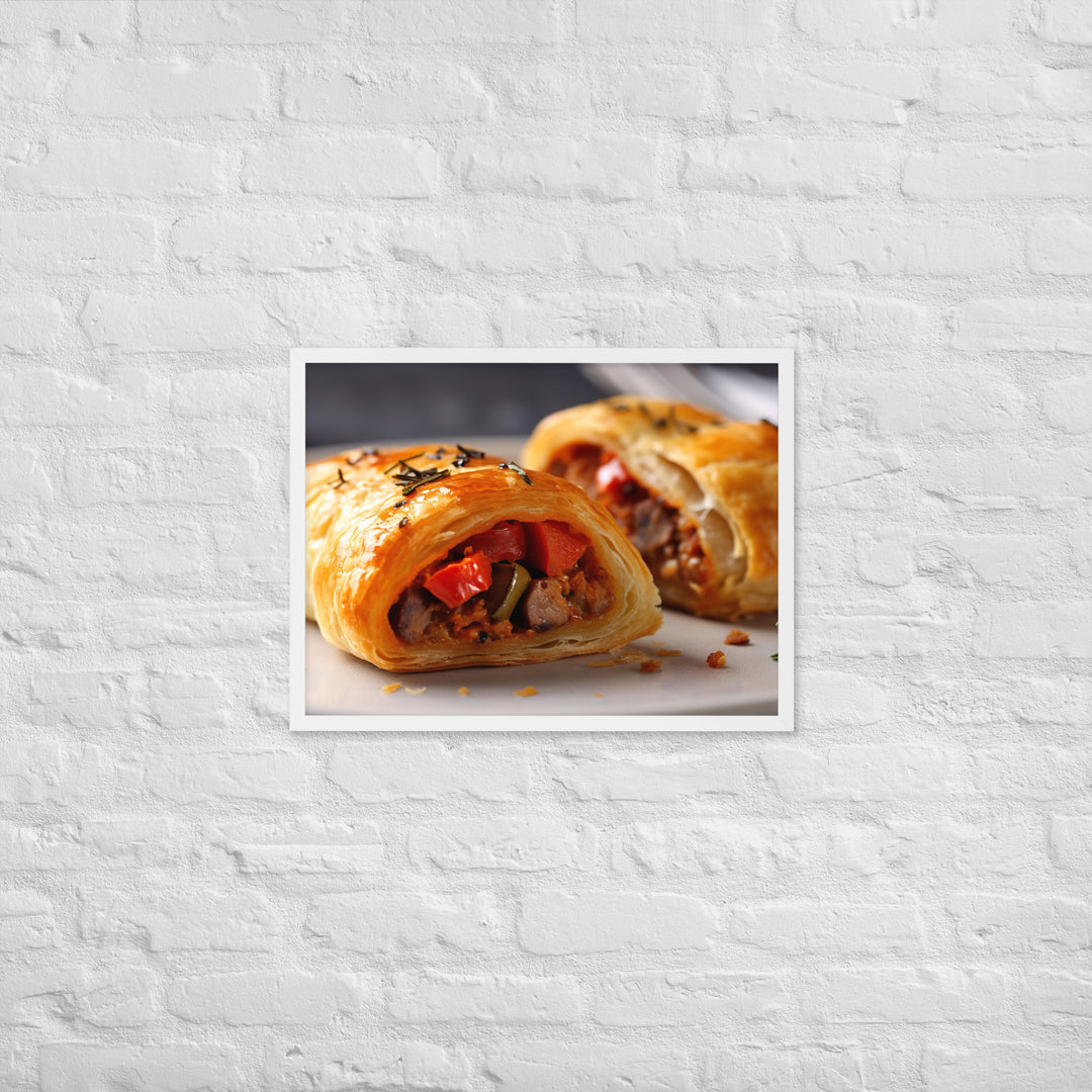 Vegetarian Sausage Roll Framed poster 🤤 from Yumify.AI