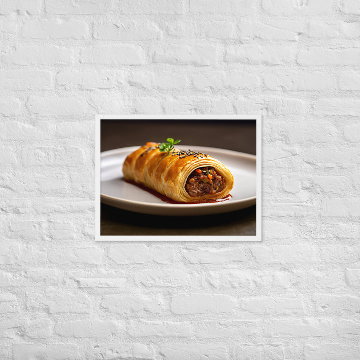 Vegetarian Sausage Roll Framed poster 🤤 from Yumify.AI