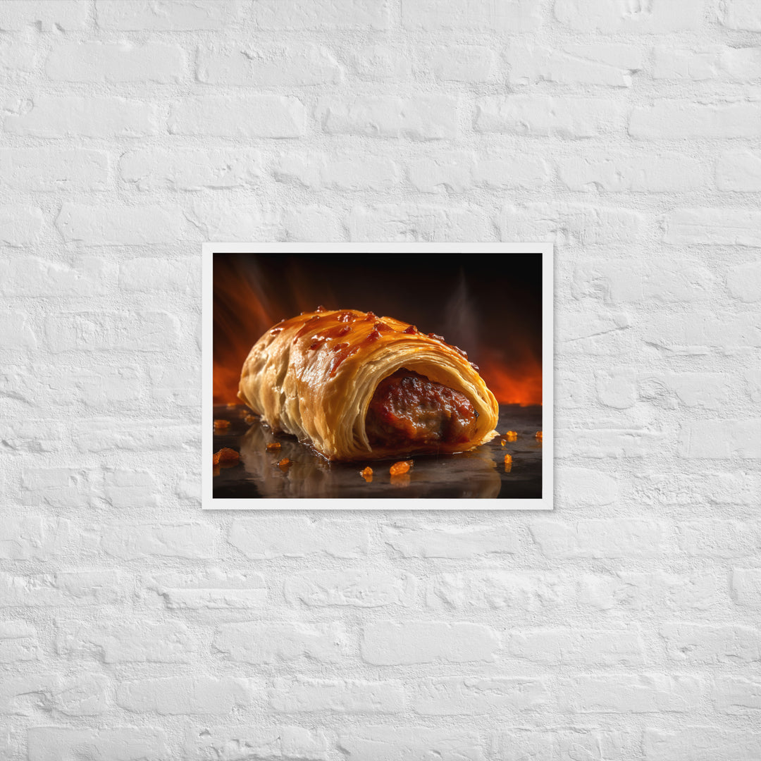 Spicy Sausage Roll Framed poster 🤤 from Yumify.AI