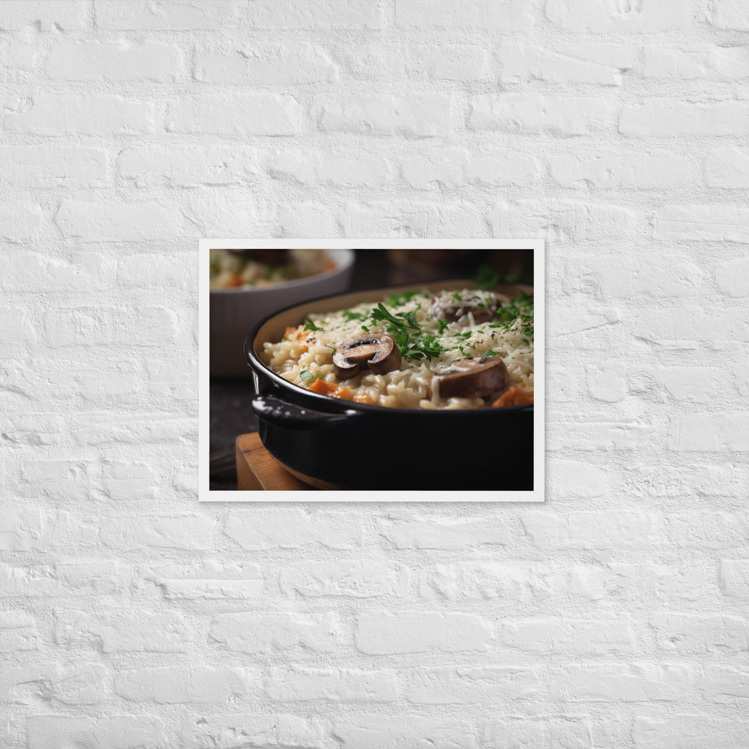 Baked Sausage and Mushroom Risotto Framed poster 🤤 from Yumify.AI