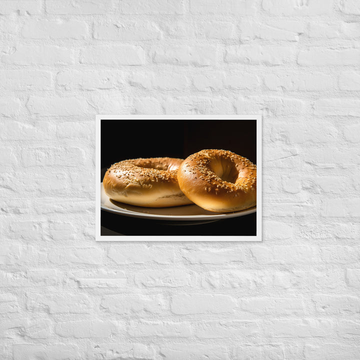 Plain Bagel Framed poster 🤤 from Yumify.AI