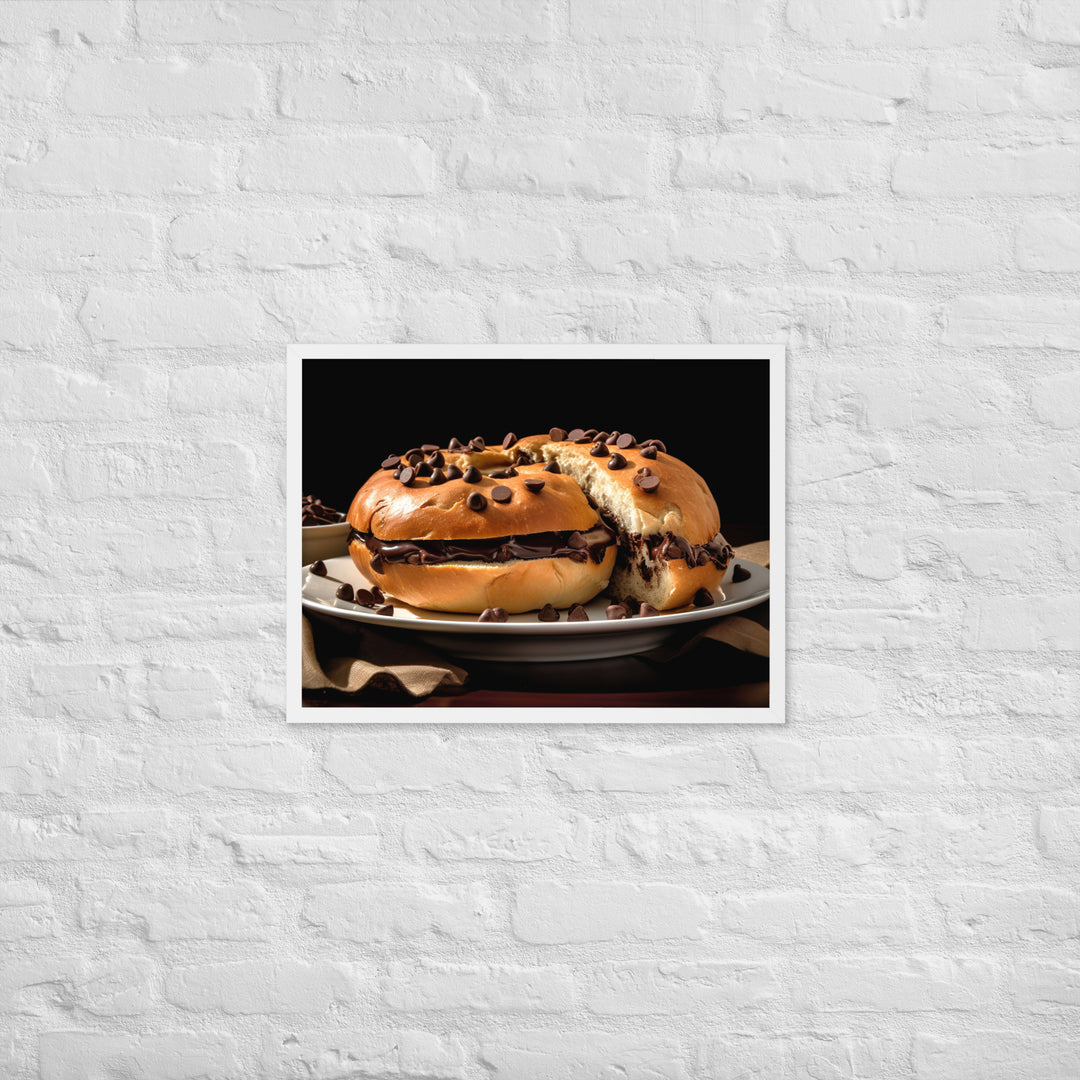 Chocolate Chip Bagel Framed poster 🤤 from Yumify.AI