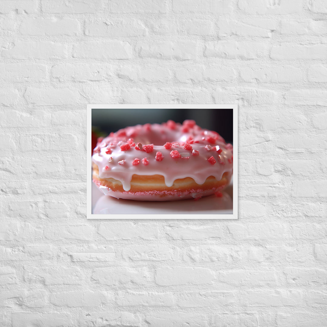 Strawberry Frosted Donut Framed poster 🤤 from Yumify.AI