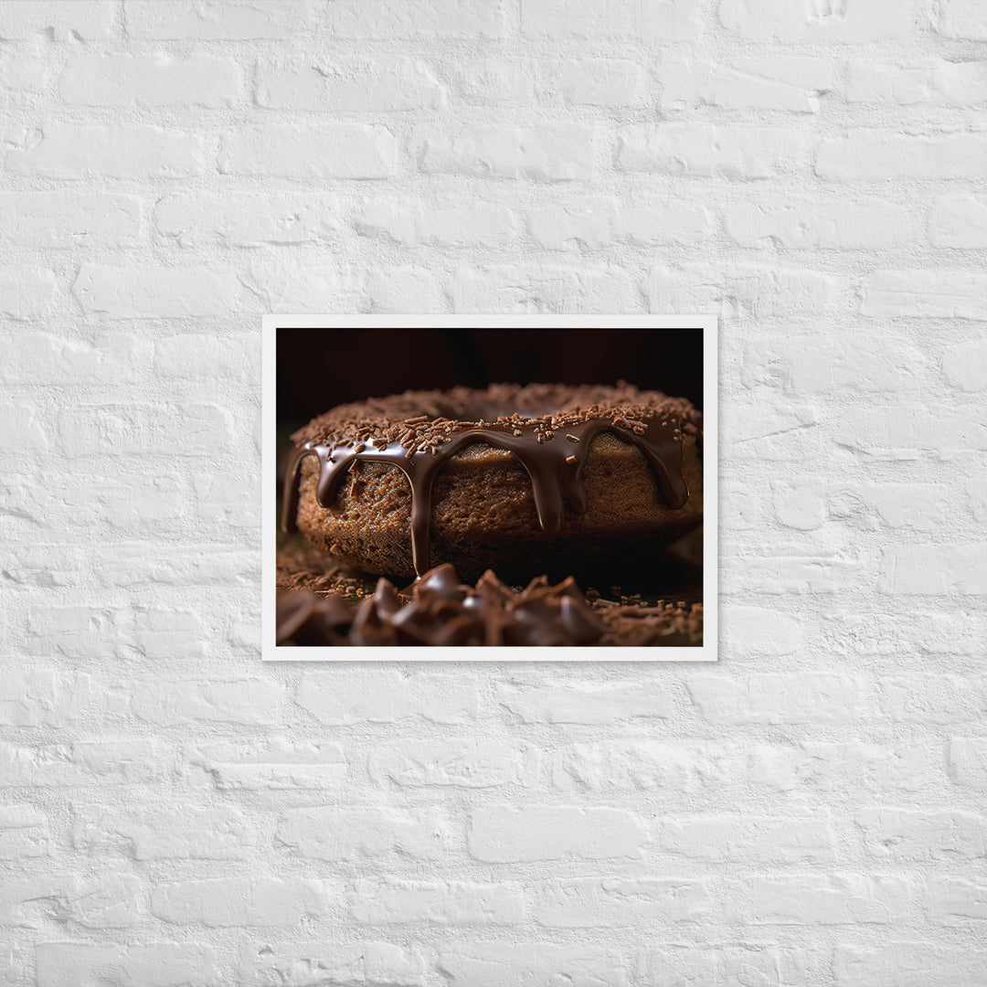 Chocolate Frosted Donut Framed poster 🤤 from Yumify.AI