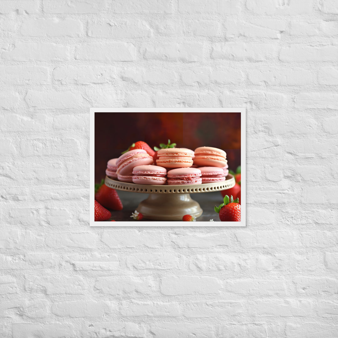 Strawberry Macarons Framed poster 🤤 from Yumify.AI