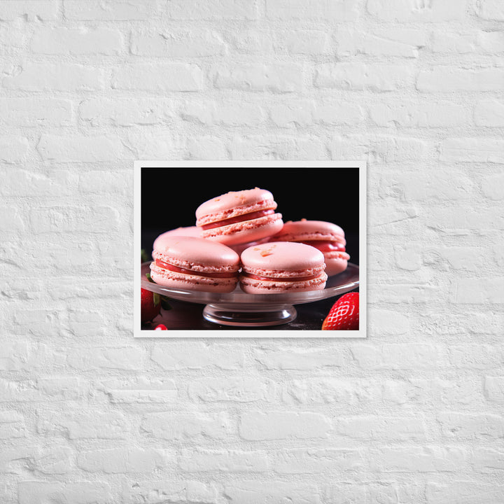 Strawberry Macarons Framed poster 🤤 from Yumify.AI