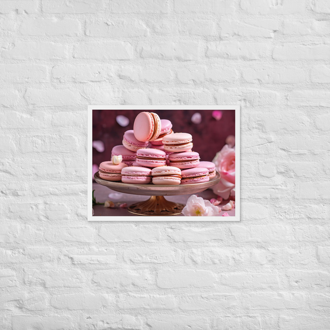 Rose Macarons Framed poster 🤤 from Yumify.AI