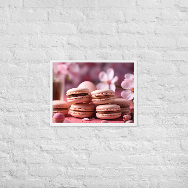 Cherry Blossom Macarons Framed poster 🤤 from Yumify.AI