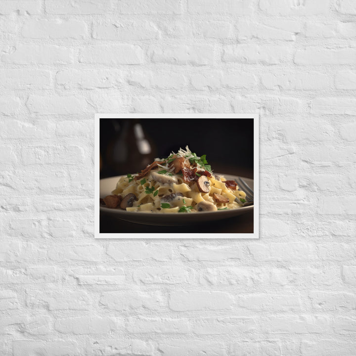 Pasta dish featuring Parmesan cheese Framed poster 🤤 from Yumify.AI