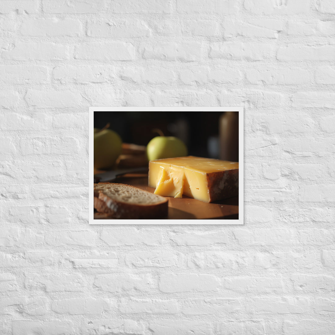 A slice of aged cheddar Framed poster 🤤 from Yumify.AI