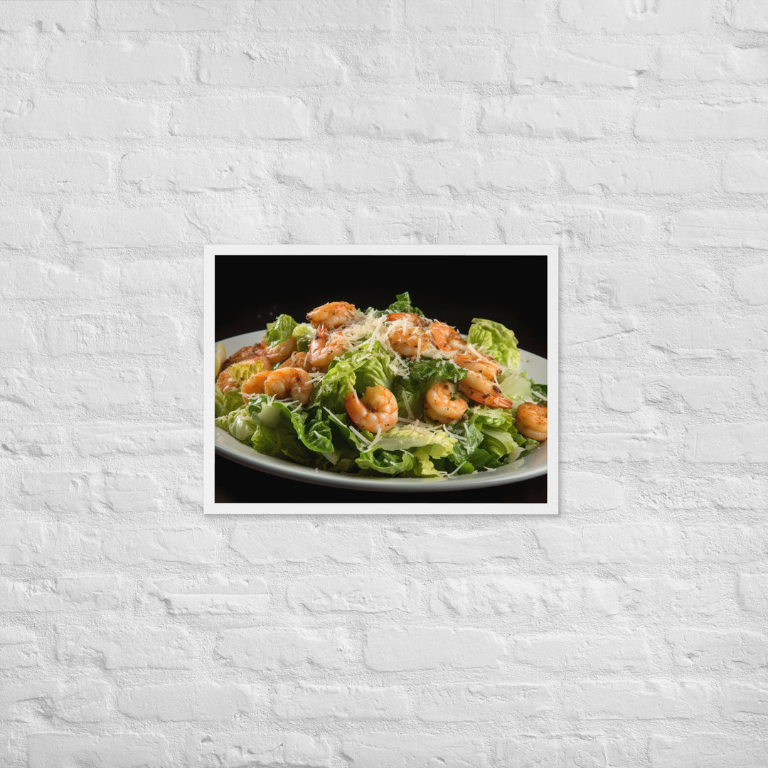 Shrimp Caesar salad Framed poster 🤤 from Yumify.AI