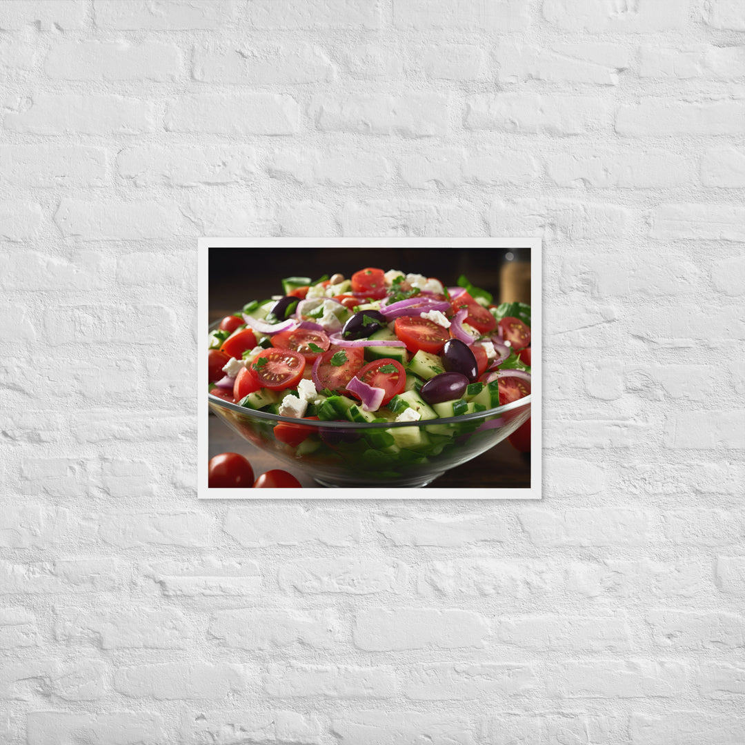 Fresh and Zesty Greek Salad Framed poster 🤤 from Yumify.AI