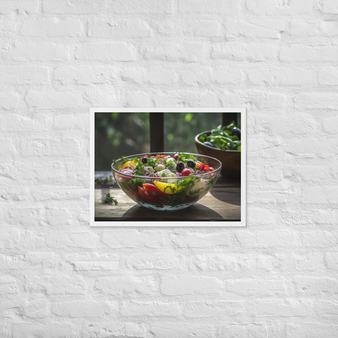 Colorful and refreshing Greek salad Framed poster 🤤 from Yumify.AI