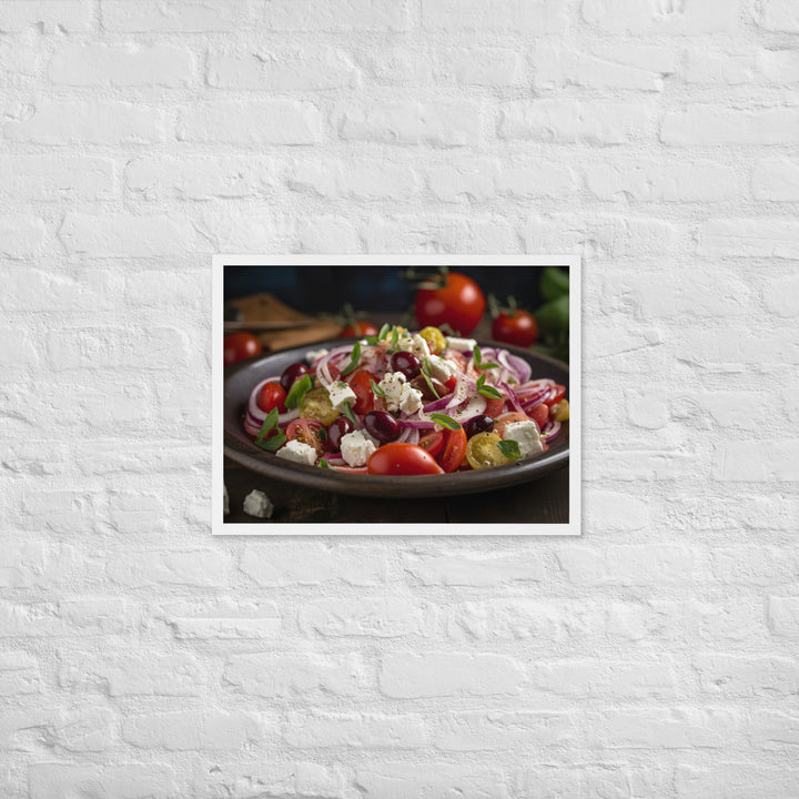 Classic Greek salad with ripe cherry tomatoes Framed poster 🤤 from Yumify.AI