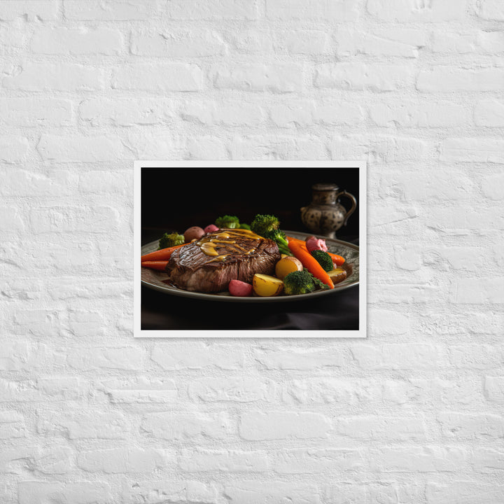 Tender Sirloin Steak with Roasted Vegetables Framed poster 🤤 from Yumify.AI