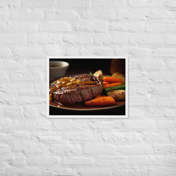 Tender Sirloin Steak with Roasted Vegetables Framed poster 🤤 from Yumify.AI