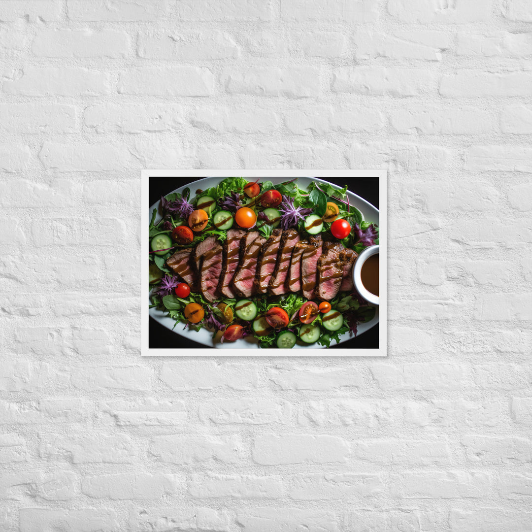 Sirloin Steak Salad with Balsamic Vinaigrette Framed poster 🤤 from Yumify.AI