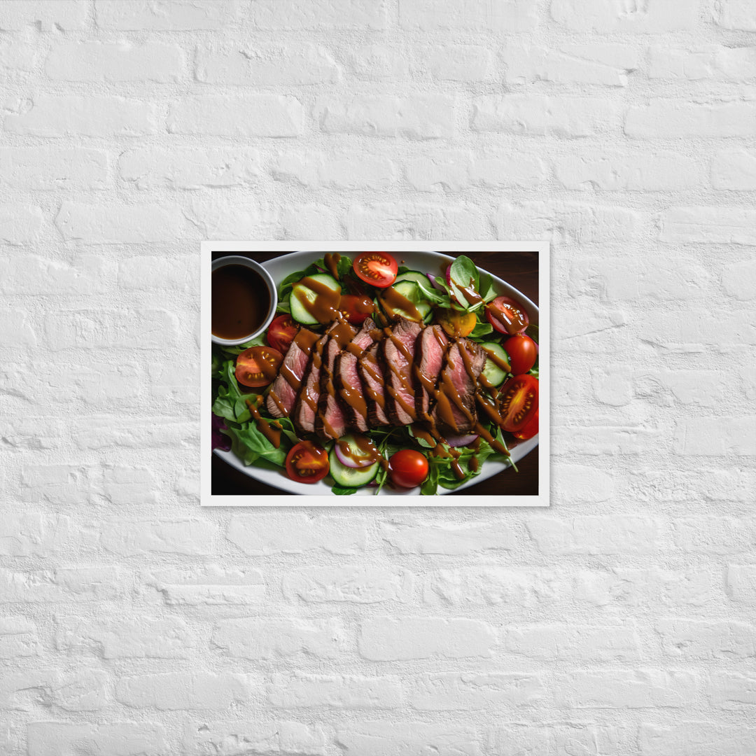 Sirloin Steak Salad with Balsamic Vinaigrette Framed poster 🤤 from Yumify.AI