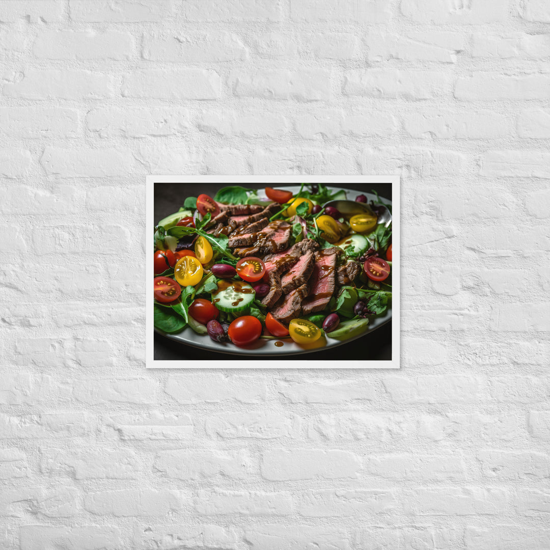 Sirloin Steak Salad with Balsamic Vinaigrette Framed poster 🤤 from Yumify.AI