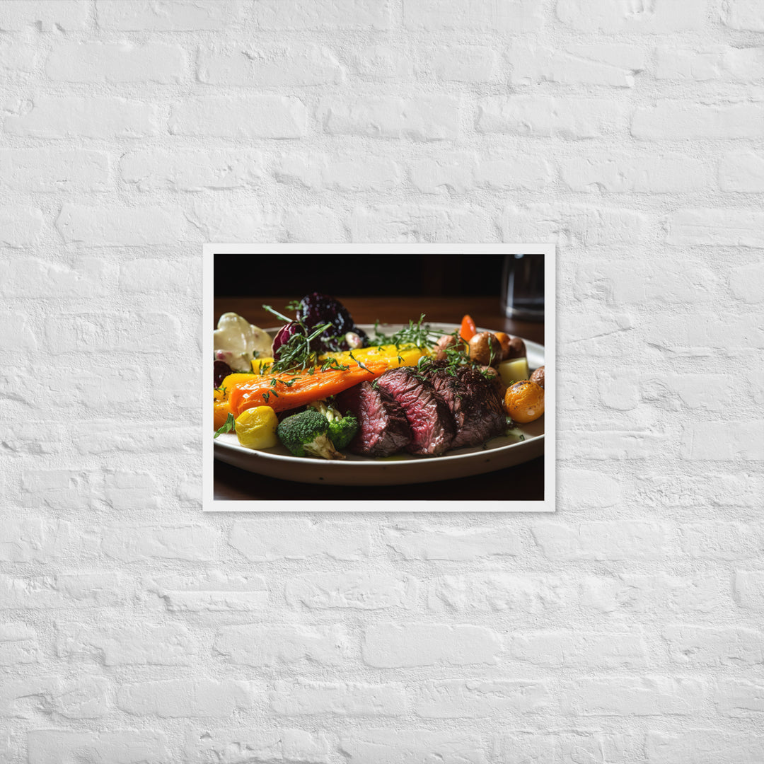 Savory Hanger Steak with Garlic Butter Framed poster 🤤 from Yumify.AI