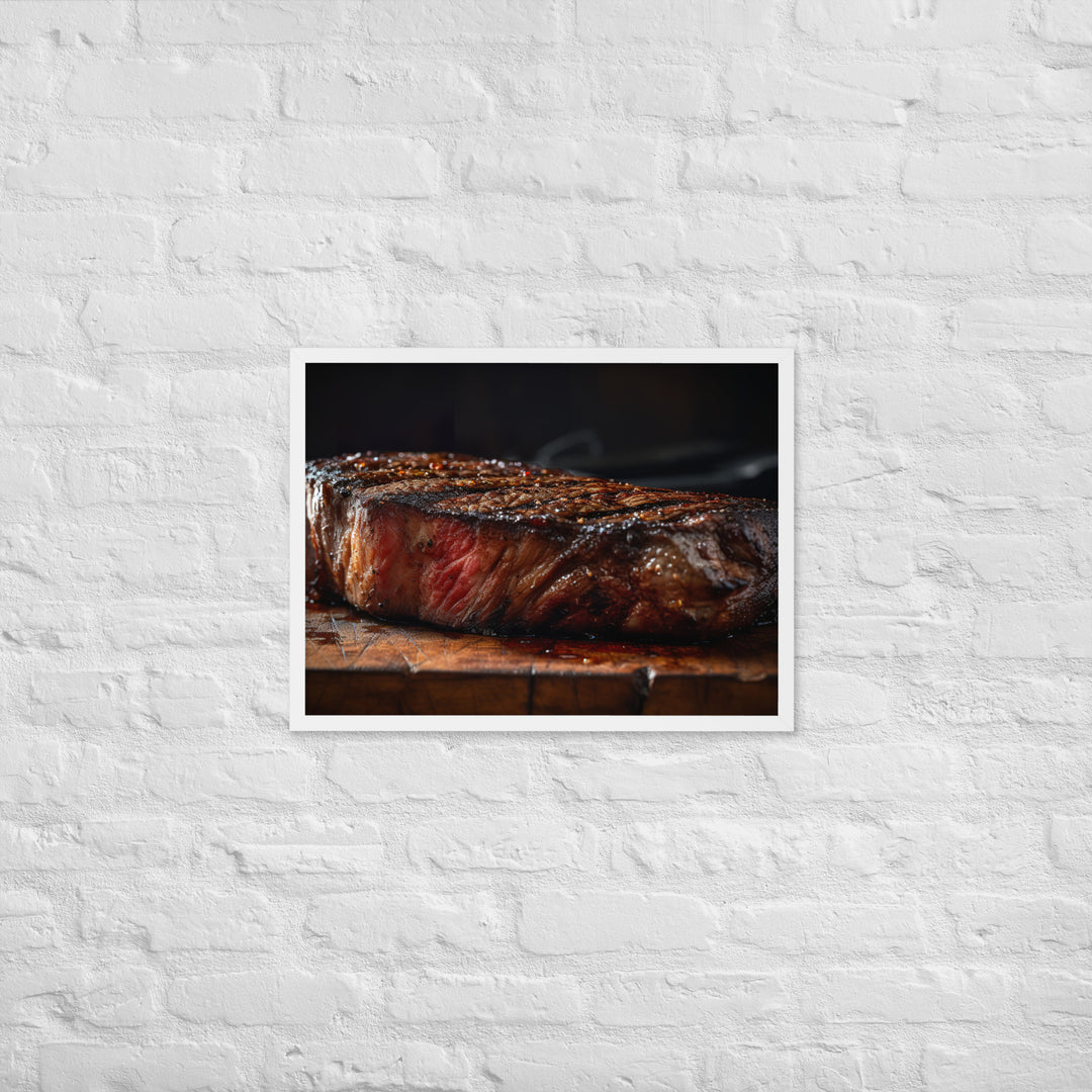 Perfectly Grilled New York Strip Steak Framed poster 🤤 from Yumify.AI