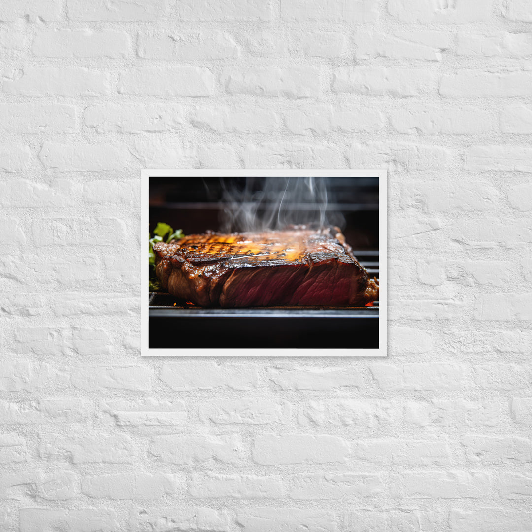 Perfectly Grilled New York Strip Steak Framed poster 🤤 from Yumify.AI