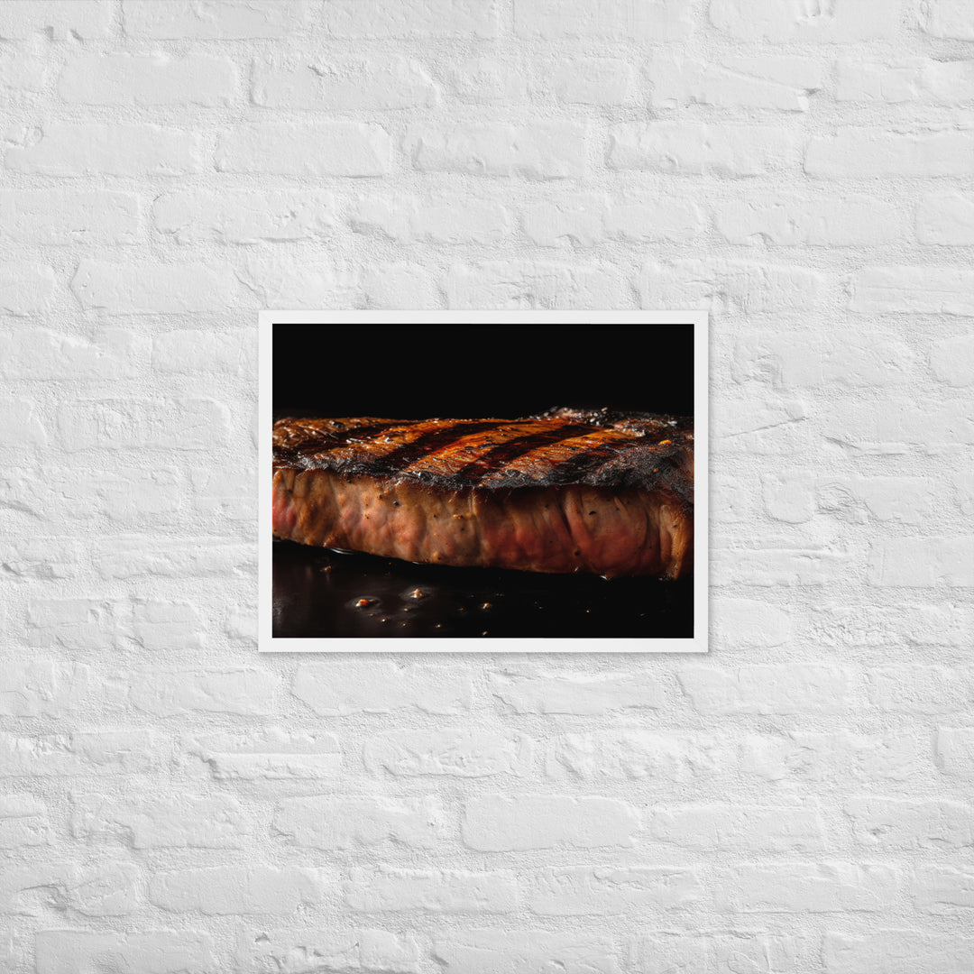 Perfectly Grilled New York Strip Steak Framed poster 🤤 from Yumify.AI