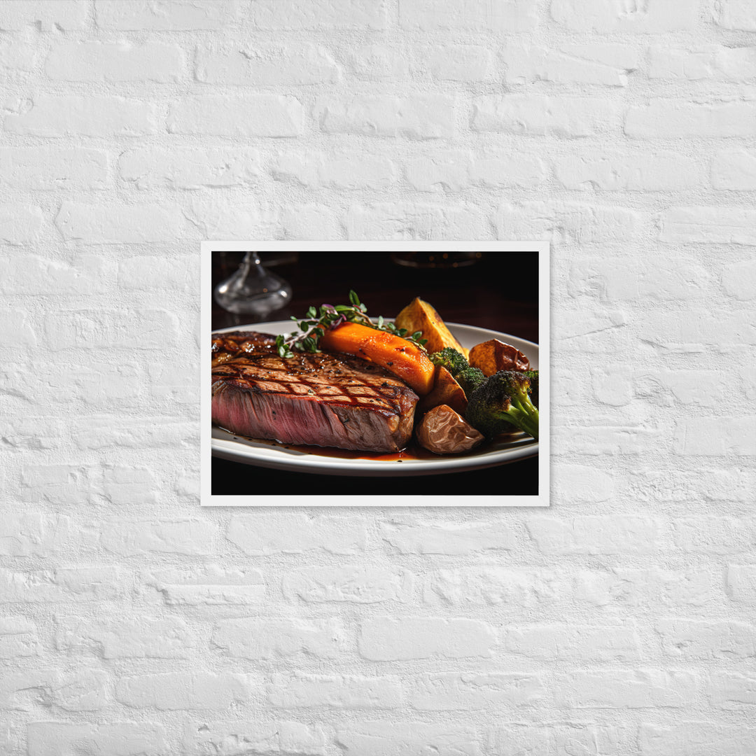 New York Strip Steak with Roasted Vegetables Framed poster 🤤 from Yumify.AI