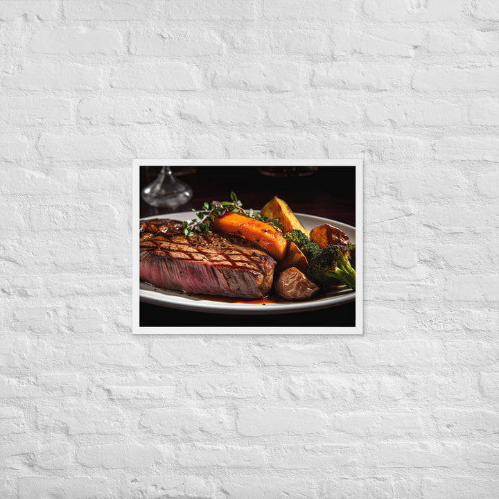 New York Strip Steak with Roasted Vegetables Framed poster 🤤 from Yumify.AI