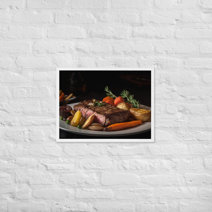 New York Strip Steak with Roasted Vegetables Framed poster 🤤 from Yumify.AI