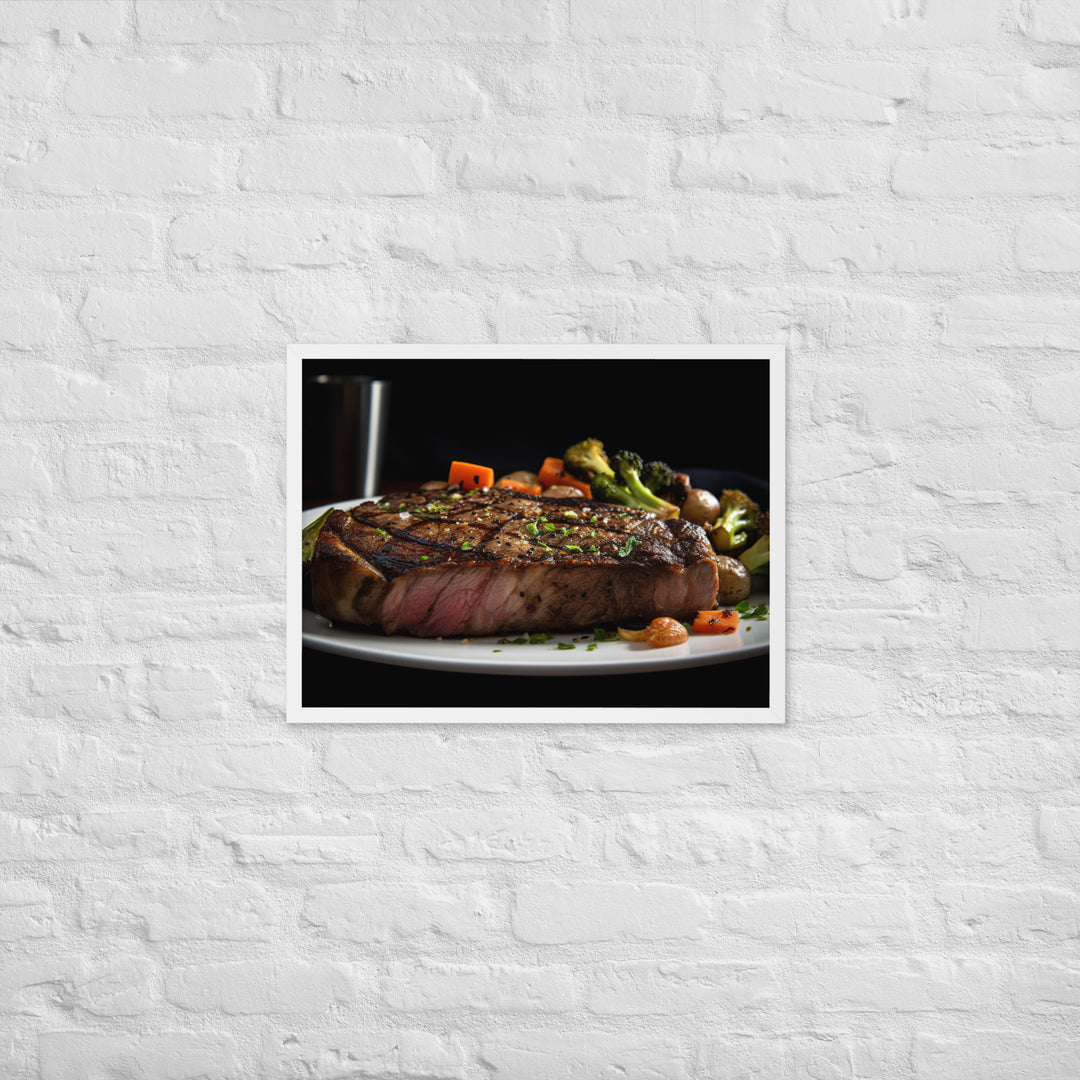 New York Strip Steak with Roasted Vegetables Framed poster 🤤 from Yumify.AI