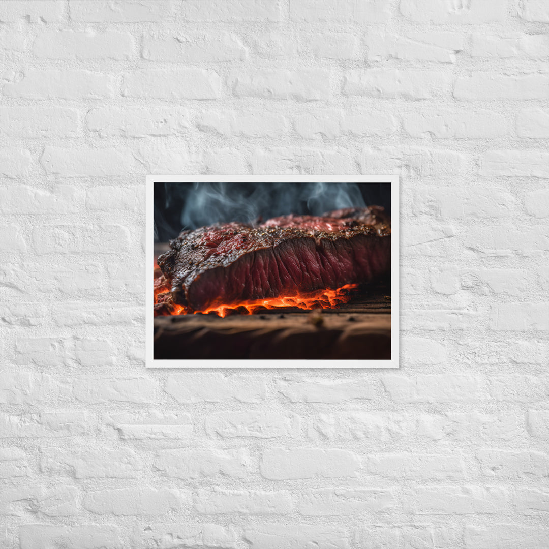 Juicy Hanger Steak on the Grill Framed poster 🤤 from Yumify.AI