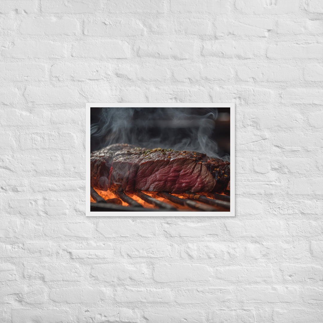 Juicy Hanger Steak on the Grill Framed poster 🤤 from Yumify.AI