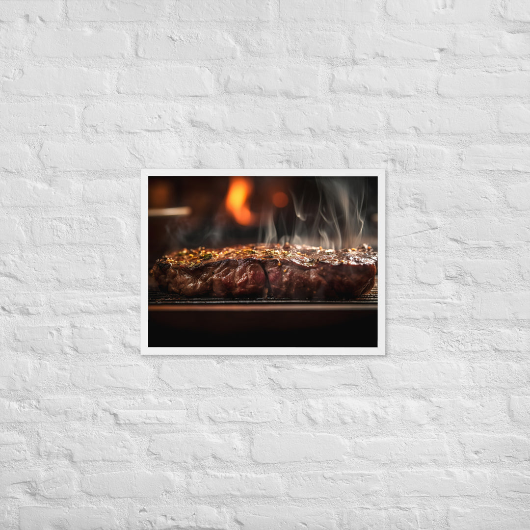 Juicy and Flavorful New York Strip Steak Framed poster 🤤 from Yumify.AI