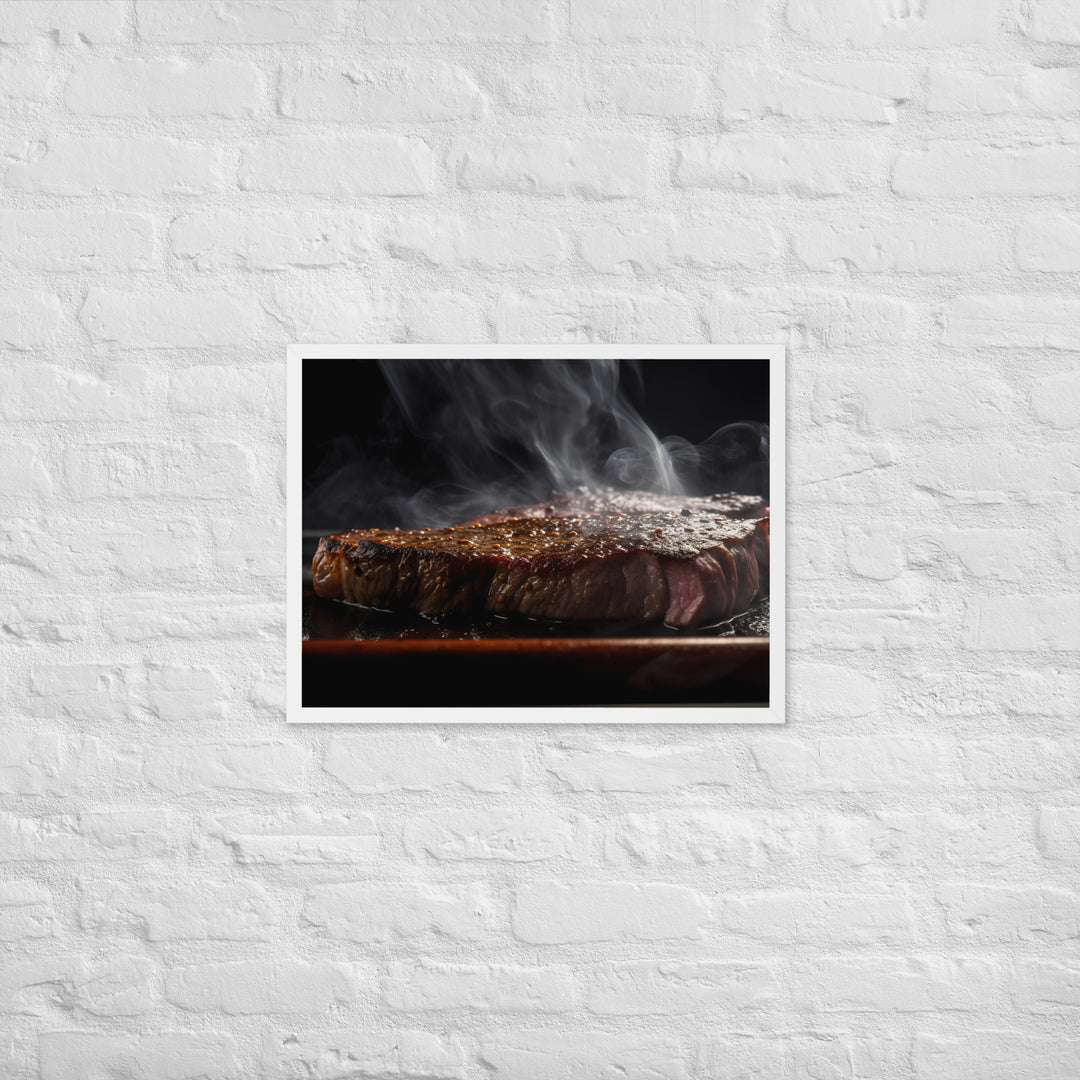 Juicy and Flavorful New York Strip Steak Framed poster 🤤 from Yumify.AI