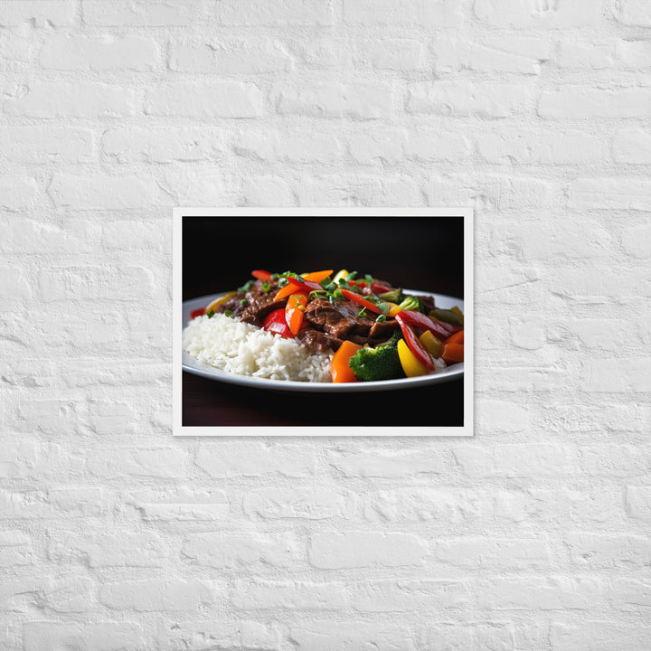 Hanger Steak Stir Fry with Mixed Vegetables Framed poster 🤤 from Yumify.AI